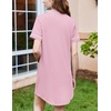 Ekouaer Nightgowns for Women Button Down Night Gowns Short Sleeve Sleepwear(Pink Striped)
