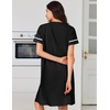 Ekouaer Nightgowns for Women Cotton House Dress with Pockets Button Duster(Black)