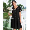 Ekouaer Nightgowns for Women Cotton House Dress with Pockets Button Duster(Black)