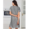 Ekouaer Nightgowns for Women Cotton House Dress with Pockets Button Duster(Black White Flowers)
