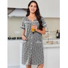 Ekouaer Nightgowns for Women Cotton House Dress with Pockets Button Duster(Black White Flowers)