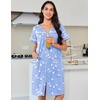 Ekouaer Nightgowns for Women Cotton House Dress with Pockets Button Duster(Blue Birds)