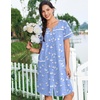Ekouaer Nightgowns for Women Cotton House Dress with Pockets Button Duster(Blue Birds)