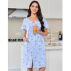 Ekouaer Nightgowns for Women Cotton House Dress with Pockets Button Duster(Blue Flowers)