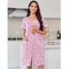 Ekouaer Nightgowns for Women Cotton House Dress with Pockets Button Duster(Floral Pink)