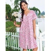 Ekouaer Nightgowns for Women Cotton House Dress with Pockets Button Duster(Floral Pink)