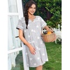 Ekouaer Nightgowns for Women Cotton House Dress with Pockets Button Duster(Grey Stars)