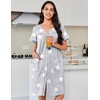 Ekouaer Nightgowns for Women Cotton House Dress with Pockets Button Duster(Grey Stars)