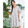 Ekouaer Nightgowns for Women Cotton House Dress with Pockets Button Duster(Grey Stars)