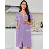 Ekouaer Nightgowns for Women Cotton House Dress with Pockets Button Duster(Light Purple)