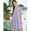 Ekouaer Nightgowns for Women Cotton House Dress with Pockets Button Duster(Purple Dots)