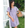 Ekouaer Nightgowns for Women Cotton House Dress with Pockets Button Duster(Purple Dots)