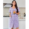 Ekouaer Nightgowns for Women Cotton House Dress with Pockets Button Duster(Purple Dots)