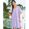 Ekouaer Nightgowns for Women Cotton House Dress with Pockets Button Duster(Purple Florals)