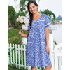 Ekouaer Nightgowns for Women Cotton House Dress with Pockets Button Duster(White Green Flower)