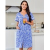 Ekouaer Nightgowns for Women Cotton House Dress with Pockets Button Duster(White Green Flower)
