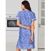 Ekouaer Nightgowns for Women Cotton House Dress with Pockets Button Duster(White Green Flower)