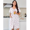 Ekouaer Nightgowns for Women Cotton House Dress with Pockets Button Duster(White Purple Floral)