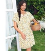 Ekouaer Nightgowns for Women Cotton House Dress with Pockets Button Duster(Yellow Green Leaf)