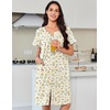 Ekouaer Nightgowns for Women Cotton House Dress with Pockets Button Duster(Yellow Green Leaf)