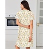 Ekouaer Nightgowns for Women Cotton House Dress with Pockets Button Duster(Yellow Green Leaf)