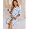 Ekouaer Nightgowns for Women House Dress with Pockets Button Down Sleepshirt Short Sleeve Nightshirt Housecoat(Blue Daisy)