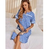 Ekouaer Nightgowns for Women House Dress with Pockets Button Down Sleepshirt Short Sleeve Nightshirt Housecoat(Blue Plum)