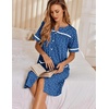 Ekouaer Nightgowns for Women House Dress with Pockets Button Down Sleepshirt Short Sleeve Nightshirt Housecoat(Puppy Pawprints)