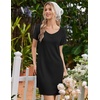 Ekouaer Nightgowns for Women Lace Trim Night Gown Ruffle Night Shirts(Black)