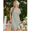 Ekouaer Nightgowns for Women Lace Trim Night Gown Ruffle Night Shirts(Light Green)