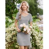 Ekouaer Nightgowns for Women Lace Trim Night Gown Ruffle Night Shirts(Light Grey)