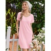 Ekouaer Nightgowns for Women Lace Trim Night Gown Ruffle Night Shirts(Pink)