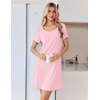 Ekouaer Nightgowns for Women Lace Trim Night Gown Ruffle Night Shirts(Pink)