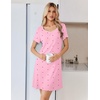 Ekouaer Nightgowns for Women Lace Trim Night Gown Ruffle Night Shirts(Pink Red Hearts)