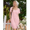 Ekouaer Nightgowns for Women Lace Trim Night Gown Ruffle Night Shirts(Pink White Florals)