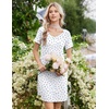 Ekouaer Nightgowns for Women Lace Trim Night Gown Ruffle Night Shirts(White Blue Roses)