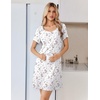Ekouaer Nightgowns for Women Lace Trim Night Gown Ruffle Night Shirts(White Pink & Purple Florals)