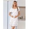 Ekouaer Nightgowns for Women Lace Trim Night Gown Ruffle Night Shirts(White Pink Cherry)