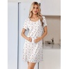 Ekouaer Nightgowns for Women Lace Trim Night Gown Ruffle Night Shirts(White Red Roses)