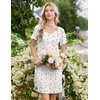 Ekouaer Nightgowns for Women Lace Trim Night Gown Ruffle Night Shirts(White Red Roses)