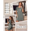 Ekouaer Nightgowns for Women Ribbed Viscose Sleep Shirts T-shirt Sleep Dress Short Sleeve Night Shirt with Chest Pocket S-2XL(Army Green)