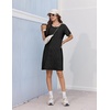 Ekouaer Nightgowns for Women Ribbed Viscose Sleep Shirts T-shirt Sleep Dress Short Sleeve Night Shirt with Chest Pocket S-2XL(Black)