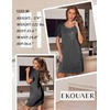 Ekouaer Nightgowns for Women Ribbed Viscose Sleep Shirts T-shirt Sleep Dress Short Sleeve Night Shirt with Chest Pocket S-2XL(Deep Gray)
