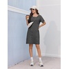 Ekouaer Nightgowns for Women Ribbed Viscose Sleep Shirts T-shirt Sleep Dress Short Sleeve Night Shirt with Chest Pocket S-2XL(Deep Gray)