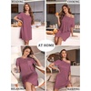 Ekouaer Nightgowns for Women Ribbed Viscose Sleep Shirts T-shirt Sleep Dress Short Sleeve Night Shirt with Chest Pocket S-2XL(Deep Pink)