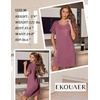 Ekouaer Nightgowns for Women Ribbed Viscose Sleep Shirts T-shirt Sleep Dress Short Sleeve Night Shirt with Chest Pocket S-2XL(Deep Pink)