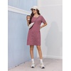 Ekouaer Nightgowns for Women Ribbed Viscose Sleep Shirts T-shirt Sleep Dress Short Sleeve Night Shirt with Chest Pocket S-2XL(Deep Pink)