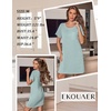 Ekouaer Nightgowns for Women Ribbed Viscose Sleep Shirts T-shirt Sleep Dress Short Sleeve Night Shirt with Chest Pocket S-2XL(Glacial Green)