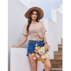 Ekouaer Nightgowns for Women Ribbed Viscose Sleep Shirts T-shirt Sleep Dress Short Sleeve Night Shirt with Chest Pocket S-2XL(Light Khaki)