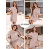 Ekouaer Nightgowns for Women Ribbed Viscose Sleep Shirts T-shirt Sleep Dress Short Sleeve Night Shirt with Chest Pocket S-2XL(Light Khaki)